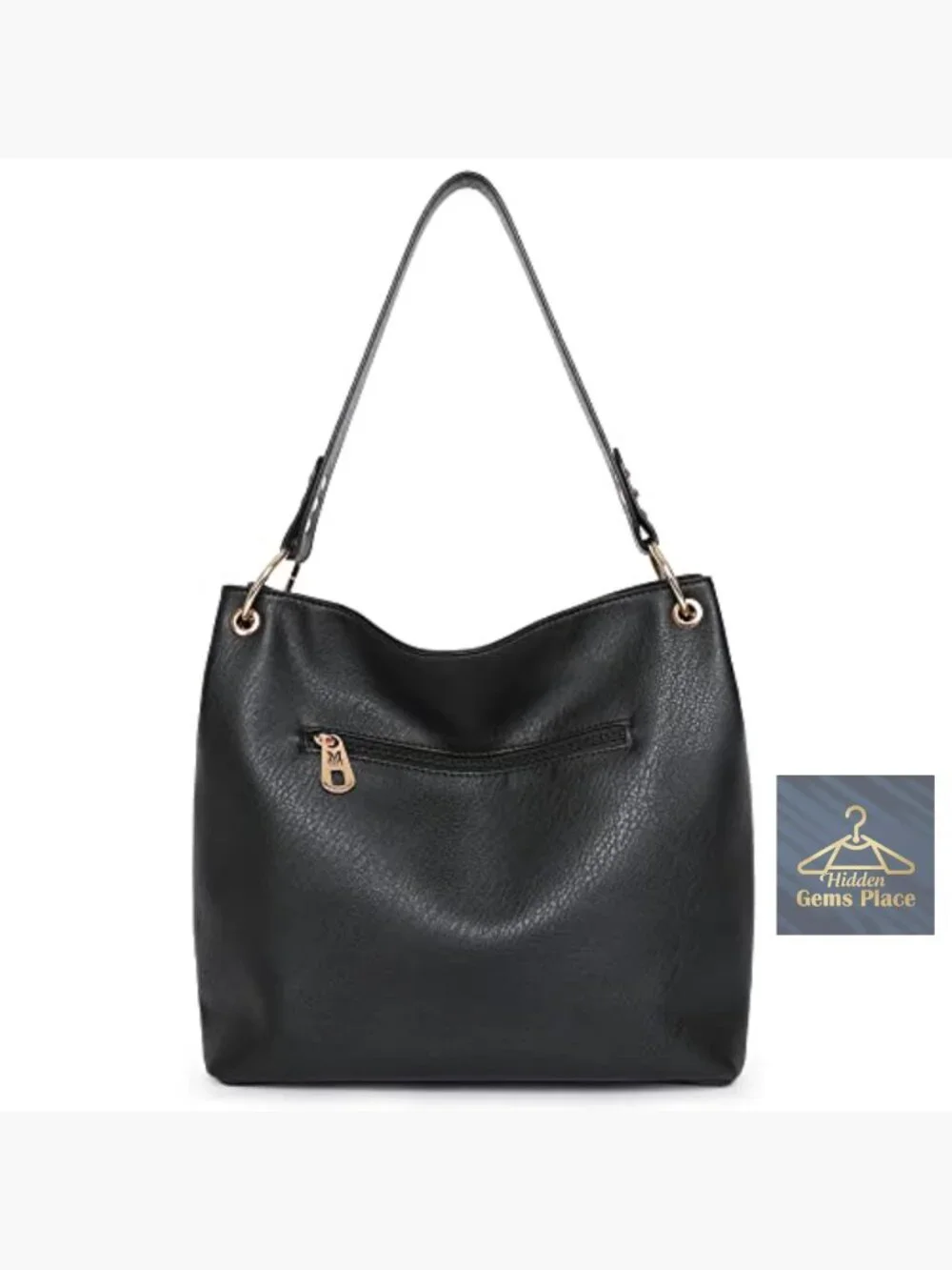 Large Hobo Bag with Back Pocket Vegan Leather Shoulder Purse